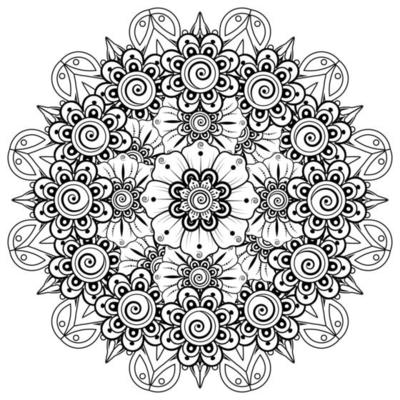 Circular pattern in form of mandala for Henna  Mehndi  tattoo  decoration. Coloring book page.