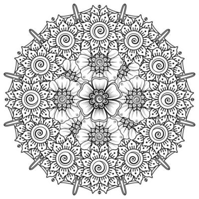 Circular pattern in form of mandala for Henna  Mehndi  tattoo  decoration. Coloring book page.