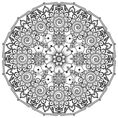 Circular pattern in form of mandala for Henna  Mehndi  tattoo  decoration. Coloring book page.