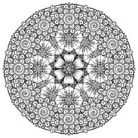 patrón circular en forma de mandala para la decoración de tatuajes de henna mehndi. página del libro para colorear. vector