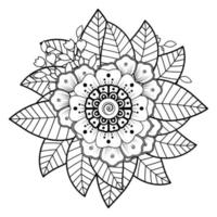 flores en blanco y negro. arte del doodle para colorear libro vector