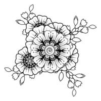 flores en blanco y negro. arte del doodle para colorear libro vector