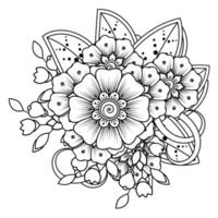 Flowers in black and white. Doodle art for coloring book vector