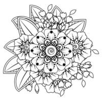 flores en blanco y negro. arte del doodle para colorear libro vector