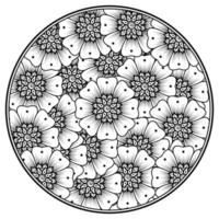 flores en blanco y negro. arte del doodle para colorear libro vector