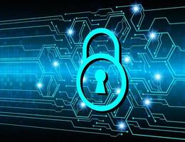 Closed Padlock on digital background, cyber security vector