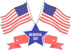 American flags for Memorial day semi flat color vector object