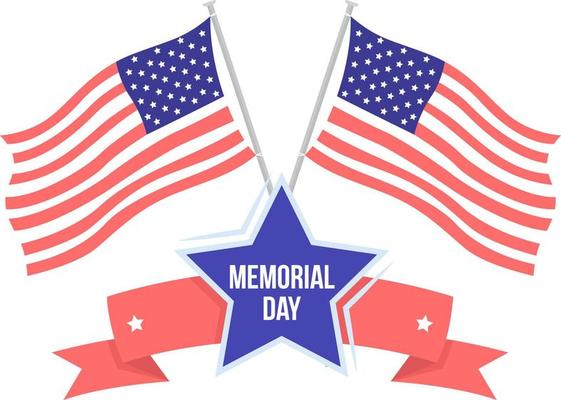American flags for Memorial day semi flat color vector object