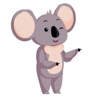 lindo guiño de koala aislado sobre fondo blanco. personaje de dibujos animados coqueteando. vector