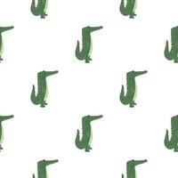 Cute crocodile seamless pattern. Background with funny alligator in doodle style for fabric. vector