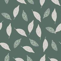 Seamless pattern engraved tree leaves. Vintage background botanical with foliage in hand drawn style. vector