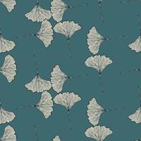 Seamless pattern engraved leaves Ginkgo Biloba. Vintage background botanical with foliage in hand drawn style. vector