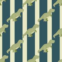 Seamless pattern cute T-Rex dino. Background of funny dinosaurs in doodle style. vector