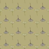 Seamless pattern engraved leaves Ginkgo Biloba. Vintage background botanical with foliage in hand drawn style. vector