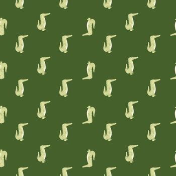 Cute crocodile seamless pattern. Background with funny alligator in doodle style for fabric. vector
