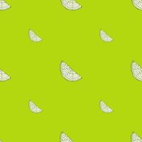 Seamless pattern engraved slice lemon. Vintage background piece lemon or lime in hand drawn style. vector