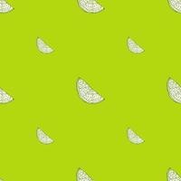 Seamless pattern engraved slice lemon. Vintage background piece lemon or lime in hand drawn style. vector