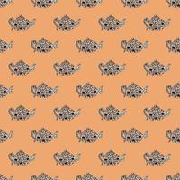 Seamless pattern with cute teapots. Background of doodle kettle decorative ceramic. vector