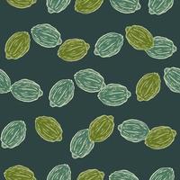 Seamless pattern engraved lemons. Vintage background citrus fruit in hand drawn style. Whole lemon or lime sketch. vector