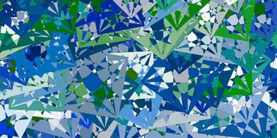 diseño de vector azul claro, verde con formas triangulares.