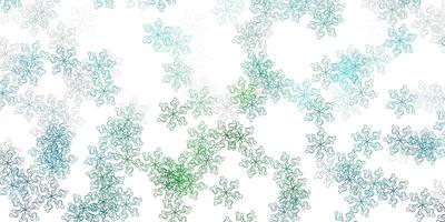 Light blue, green vector doodle pattern with flowers.