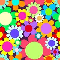 Retro Flat Floral Daisy Field Background vector