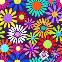 Sixties Retro Daisy Flower Flat Surface Pattern vector