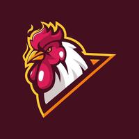 vector de diseño de logotipo de mascota de gallo en llamas con ilustración moderna para juegos, deportes, esport, equipo, etc.