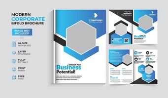 Modern and creative corporate business bifold brochure template vector