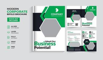 Modern and creative corporate business bifold brochure template vector