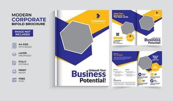 Modern and creative corporate business bifold brochure template vector