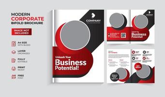 Modern and creative corporate business bifold brochure template vector