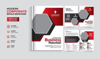 Modern and creative corporate business bifold brochure template vector