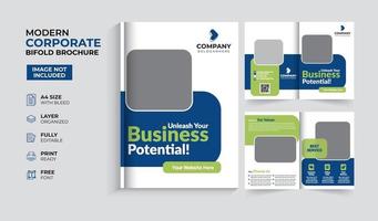 Modern and creative corporate business bifold brochure template vector