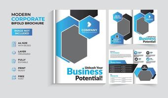 Modern and creative corporate business bifold brochure template vector