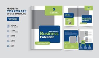 Modern and creative corporate business bifold brochure template vector