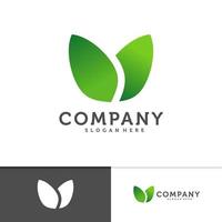 v inicial con plantilla de vector de logotipo de hoja, conceptos de diseño de logotipo de naturaleza creativa v