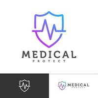 Shield Pulse logo vector template, Creative Pulse logo design concepts