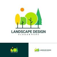 plantilla de vector de logotipo de árbol de paisaje, conceptos de diseño de logotipo de árbol creativo