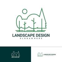 plantilla de vector de logotipo de árbol de paisaje, conceptos de diseño de logotipo de árbol creativo