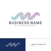 Initial M W with Wave logo vector template, Creative M W logo design concepts