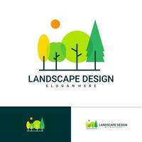 plantilla de vector de logotipo de árbol de paisaje, conceptos de diseño de logotipo de árbol creativo