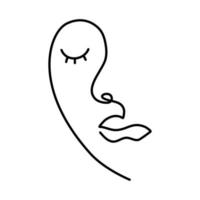 Abstract minimalistic continuous line drawing. Portrait of woman face. vector Hand drawn illustration .