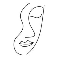 Abstract minimalistic continuous line drawing. Portrait of woman face. vector Hand drawn illustration .