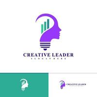 People stats with bulb logo design vector template, Creative People logo design concepts