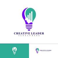 People stats with bulb logo design vector template, Creative People logo design concepts