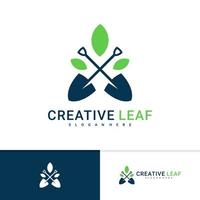 Gardening logo design vector template, Creative Leaf rake logo design concept