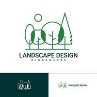plantilla de vector de logotipo de árbol de paisaje, conceptos de diseño de logotipo de árbol creativo