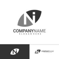 Initial N I with Leaf logo vector template, Creative N I logo design concepts