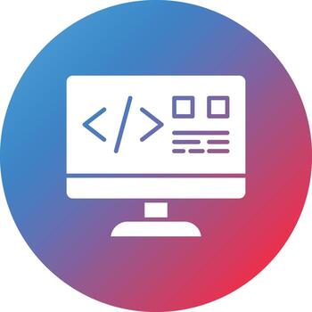 sitio web codificación glifo círculo gradiente icono de fondo vector